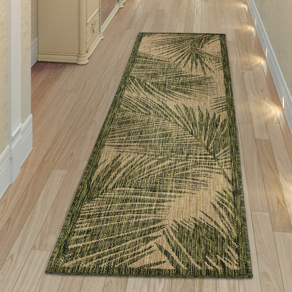 Trans Ocean Liora Manne Carmel Fronds Botanical Indoor/Outdoor Area Rug - Elegant Transitional Design For Any Space Green Polypropylene,Polyester Crer8847406
