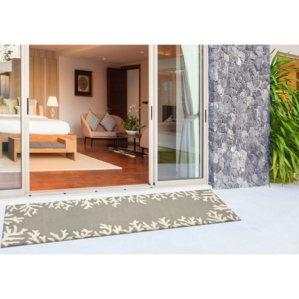 Trans Ocean Liora Manne Capri Coastal Indoor/Outdoor Area Rug - Vibrant Tropical Design For Any Space Silver Polyester,Acrylic Capr8162047