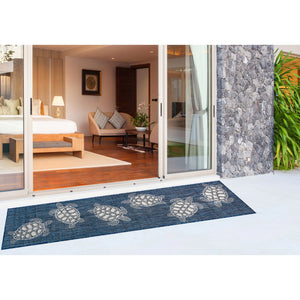 Trans Ocean Liora Manne Carmel Coastal Turtle Indoor/Outdoor Area Rug - Vibrant Beach Style For Any Space Navy Polypropylene,Polyester Crer5841333