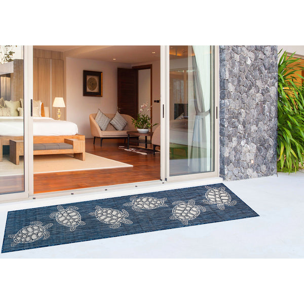 Trans Ocean Liora Manne Carmel Coastal Turtle Indoor/Outdoor Area Rug - Vibrant Beach Style For Any Space Navy Polypropylene,Polyester Crer5841333