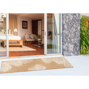 Trans Ocean Liora Manne Carmel Palm Indoor/Outdoor Area Rug – Tropical Botanical Leaf Design For Any Space Beige Polypropylene,Polyester Crer5843912