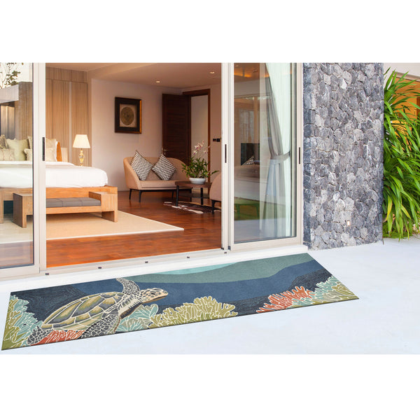 Trans Ocean Liora Manne Ravella Akumal Indoor/Outdoor Area Rug - Coastal Turtle Design For Vibrant Spaces Blue Polypropylene,Acrylic Rvlr8225704