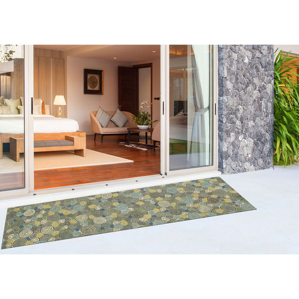 Trans Ocean Liora Manne Visions Iii Giant Swirls Indoor/Outdoor Area Rug - Durable, Artful Accent For Any Space Green Polyester Vebr8310203