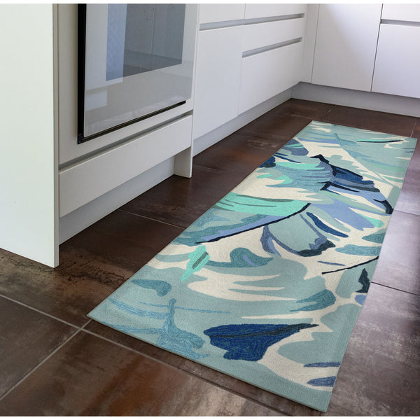 Trans Ocean Liora Manne Capri Palm Leaf Indoor/Outdoor Area Rug - Vibrant Botanical Design For Any Space Blue Polyester,Acrylic Capr8166803