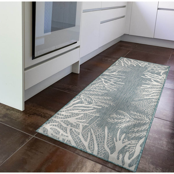 Trans Ocean Liora Manne Carmel Reef Border Indoor/Outdoor Area Rug - Elegant Coastal Design For Any Space Blue Polypropylene,Polyester Crer5849804
