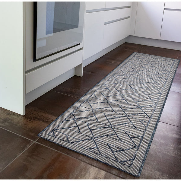 Trans Ocean Liora Manne Carmel Pyramid Indoor/Outdoor Area Rug - Contemporary Geometric Design For Stylish Spaces Navy Polypropylene,Polyester Crer8849633