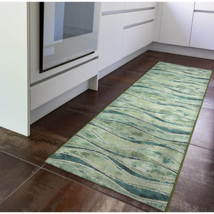 Trans Ocean Liora Manne Wave Indoor/Outdoor Area Rug - Contemporary Abstract Design In Soothing Blue Hues Green Polypropylene,Polyester Mnar8966206
