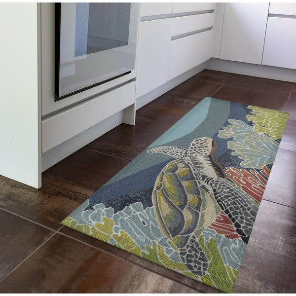 Trans Ocean Liora Manne Ravella Akumal Indoor/Outdoor Area Rug - Coastal Turtle Design For Vibrant Spaces Blue Polypropylene,Acrylic Rvlr5225704
