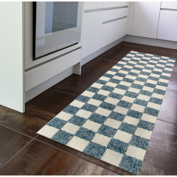 Trans Ocean Liora Manne Savannah Indoor Hand-tufted Wool Area Rug – Elegant Checkerboard Design For Modern Homes Blue Wool Pile Svhr8951303