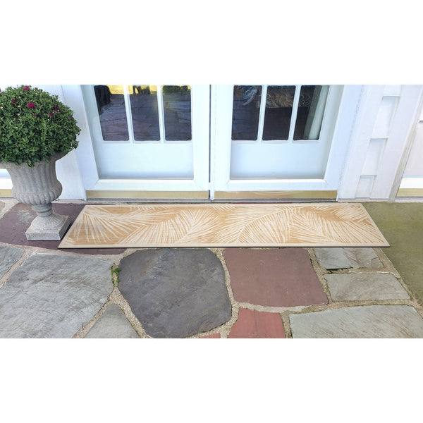 Trans Ocean Liora Manne Carmel Fronds Botanical Indoor/Outdoor Area Rug - Elegant Transitional Design For Any Space Beige Polypropylene,Polyester Crer5847412