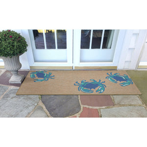 Trans Ocean Liora Manne Frontporch Crabs Indoor/Outdoor Mat - Coastal Charm With Playful Design For Beach Lovers Blue Polyester,Acrylic Ftpr5140403