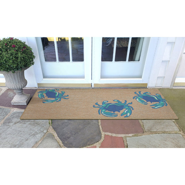 Trans Ocean Liora Manne Frontporch Crabs Indoor/Outdoor Mat - Coastal Charm With Playful Design For Beach Lovers Blue Polyester,Acrylic Ftpr5140403