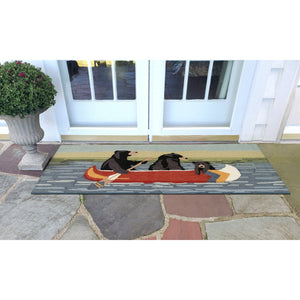 Trans Ocean Liora Manne Frontporch Are We Bear Yet? Fun Indoor/Outdoor Rug With Playful Canoeing Bears Design Blue Polyester,Acrylic Ftpr5189203