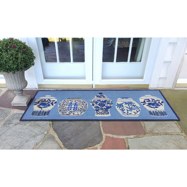Trans Ocean Liora Manne Frontporch Ginger Jars Indoor/Outdoor Rug - Vibrant Floral Design For Any Space Blue Polyester,Acrylic Ftpr5241003