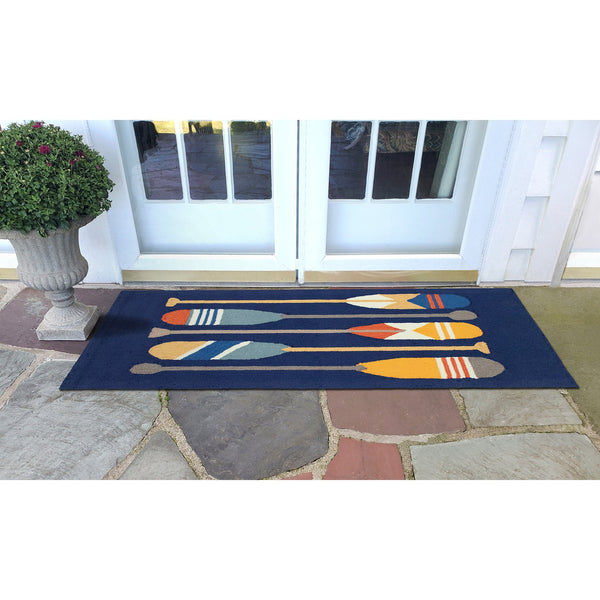 Trans Ocean Liora Manne Frontporch Nautical Paddles Indoor/Outdoor Mat - Vibrant Boating Design For Any Space Navy Polyester,Acrylic Ftpr5450833