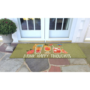 Trans Ocean Liora Manne Frontporch Happy Drinks Indoor/Outdoor Mat - Whimsical Area Rug For Fun Spaces Green Polyester,Acrylic Ftpr5457306