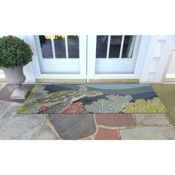 Trans Ocean Liora Manne Ravella Akumal Indoor/Outdoor Area Rug - Coastal Turtle Design For Vibrant Spaces Blue Polypropylene,Acrylic Rvlr5225704