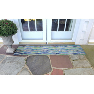 Trans Ocean Liora Manne Visions Iii Wave Indoor/Outdoor Area Rug - Durable, Artful Design For Any Space Blue Polyester Vebr8312604