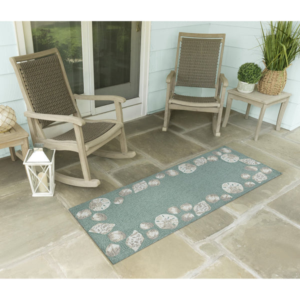 Trans Ocean Liora Manne Capri Seashell Border Handmade Area Rug – Durable Coastal Design For Indoor/Outdoor Spaces Blue Polyester,Acrylic Capr5172304