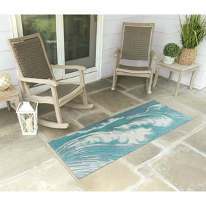 Trans Ocean Liora Manne Capri Wave Indoor/Outdoor Area Rug – Stunning Coastal Design For Elegant Spaces Blue Polyester,Acrylic Capr5175594