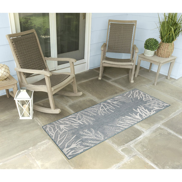 Trans Ocean Liora Manne Carmel Reef Border Indoor/Outdoor Area Rug - Elegant Coastal Design For Any Space Blue Polypropylene,Polyester Crer5849804