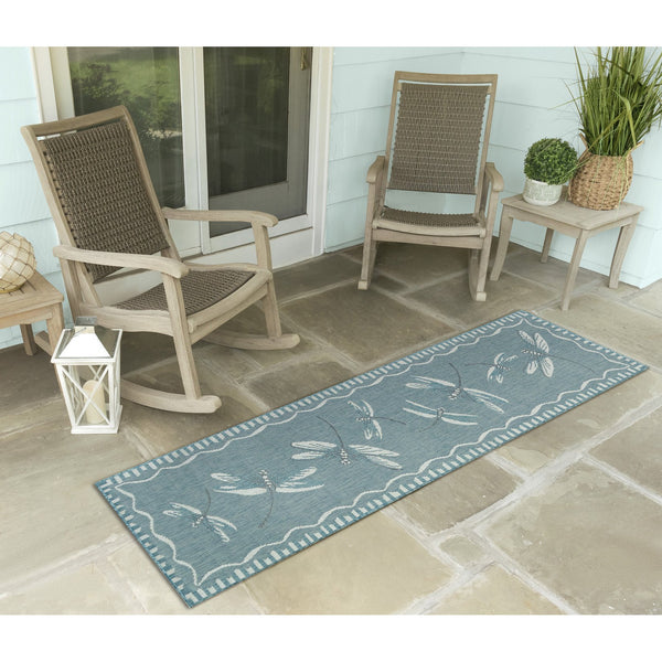 Trans Ocean Liora Manne Carmel Dragonfly Indoor/Outdoor Area Rug – Vibrant Nature Design For Stylish Spaces Blue Polypropylene,Polyester Crer8844004