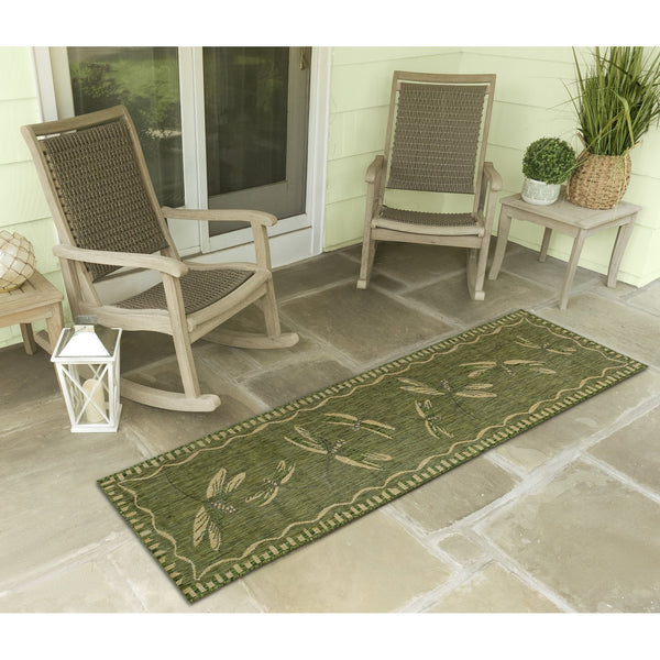 Trans Ocean Liora Manne Carmel Dragonfly Indoor/Outdoor Area Rug – Vibrant Nature Design For Stylish Spaces Green Polypropylene,Polyester Crer8844006