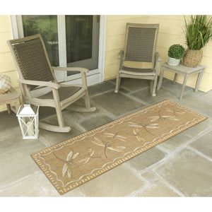 Trans Ocean Liora Manne Carmel Dragonfly Indoor/Outdoor Area Rug – Vibrant Nature Design For Stylish Spaces Beige Polypropylene,Polyester Crer5844022