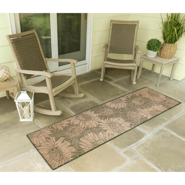 Trans Ocean Liora Manne Carmel Sunflower Field Area Rug - Transitional Botanical Design For Indoor & Outdoor Spaces Green Polypropylene,Polyester Crer8848306