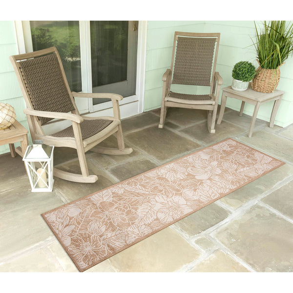 Trans Ocean Liora Manne Carmel Botanical Indoor/Outdoor Area Rug - Elegant Tropical Floral Design For Any Space Beige Polypropylene,Polyester Crer5849112
