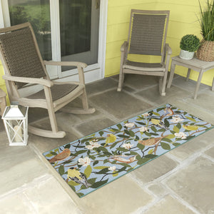 Trans Ocean Liora Manne Esencia Floral Finches Indoor/Outdoor Non-slip Mat - Vibrant Garden Bird Design Blue Polypropylene,Polyester Ecnr5970803