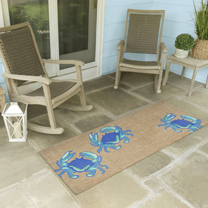 Trans Ocean Liora Manne Frontporch Crabs Indoor/Outdoor Mat - Coastal Charm With Playful Design For Beach Lovers Blue Polyester,Acrylic Ftpr5140403