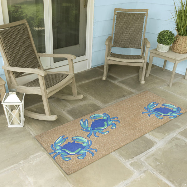 Trans Ocean Liora Manne Frontporch Crabs Indoor/Outdoor Mat - Coastal Charm With Playful Design For Beach Lovers Blue Polyester,Acrylic Ftpr5140403