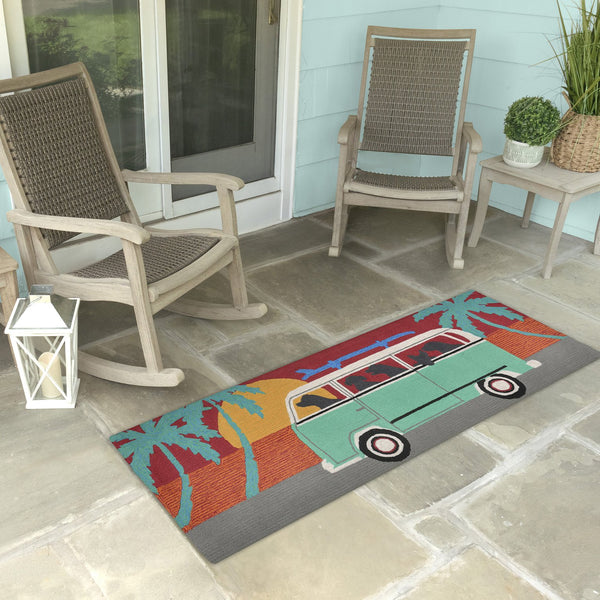 Trans Ocean Liora Manne Frontporch Beach Trip Indoor/Outdoor Mat - Playful Coastal Design With Black Labs Blue Polyester,Acrylic Ftpr5147504