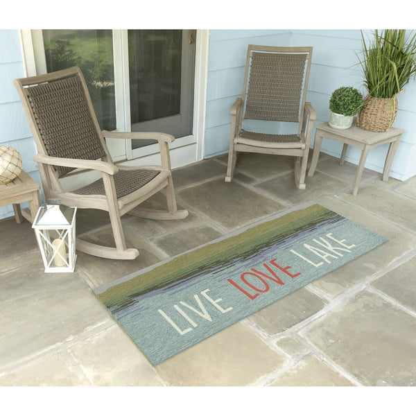 Trans Ocean Liora Manne Frontporch Live Love Lake Indoor/Outdoor Handmade Pillow - Nature-inspired Accent Blue Polyester,Acrylic Ftpr5450703