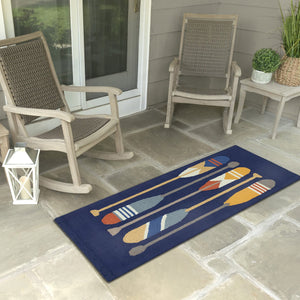 Trans Ocean Liora Manne Frontporch Nautical Paddles Indoor/Outdoor Mat - Vibrant Boating Design For Any Space Navy Polyester,Acrylic Ftpr5450833
