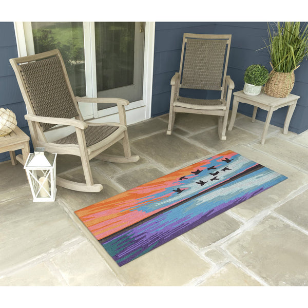 Trans Ocean Liora Frontporch Flock Indoor/Outdoor Rug - Whimsical Bird Design For A Charming Home Accent Blue Polyester,Acrylic Ftpr5457203