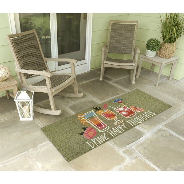 Trans Ocean Liora Manne Frontporch Happy Drinks Indoor/Outdoor Mat - Whimsical Area Rug For Fun Spaces Green Polyester,Acrylic Ftpr5457306