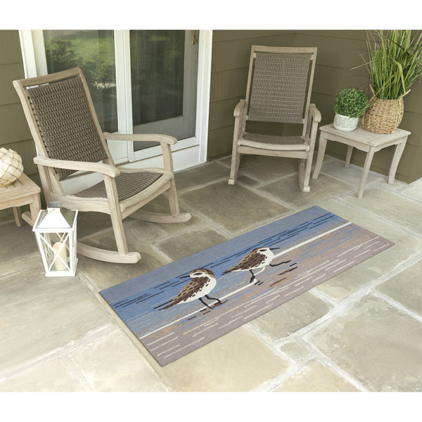 Trans Ocean Liora Manne Frontporch Coastal Sandpipers Indoor/Outdoor Area Rug – Beachy Vibes For Any Space Blue Polyester,Acrylic Ftpr5462703