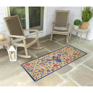 Trans Ocean Liora Manne Frontporch Flora Bee Indoor/Outdoor Rug - Vibrant Garden Design With Queen Bee Artistry Natural Polyester,Acrylic Ftpr5463822