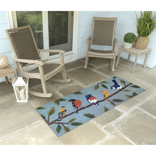 Trans Ocean Liora Manne Frontporch Indoor/Outdoor Rug - Charming Birds On Branch Design For Any Space Blue Polyester,Acrylic Ftpr5467103