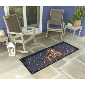 Trans Ocean Liora Manne Frontporch Owl Family Indoor/Outdoor Mat – Cozy Graphic Rug With Charming Night Scene Navy Polyester,Acrylic Ftpr5467333