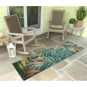 Trans Ocean Liora Manne Marina Leaves Area Rug - Vibrant Tropical Design For Indoor/Outdoor Spaces, 4'10" X 7'6" Blue Polypropylene,Polyester Mnar8818703