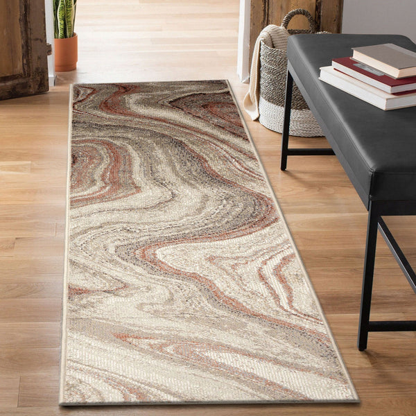 Trans Ocean Liora Manne Ariana Marble Area Rug - Contemporary Abstract Design For Modern Indoor Spaces Red Polypropylene Arnr8922924