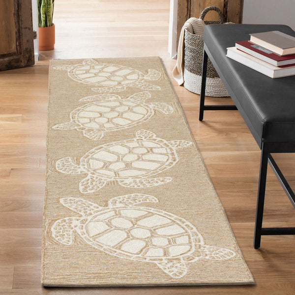 Trans Ocean Liora Manne Capri Turtle Handmade Indoor/Outdoor Area Rug - Vibrant Coastal Design For Any Space Natural Polyester,Acrylic Capr5163412