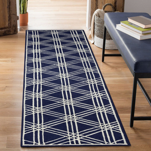 Trans Ocean Liora Manne Capri Hex Indoor/Outdoor Durable Area Rug - Stylish Geometric Accent For Any Space Navy Polyester,Acrylic Capr8174133