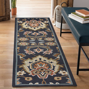 Trans Ocean Liora Manne Capri Petra Indoor/Outdoor Area Rug – Durable, Handmade, Traditional Persian Design Decor Navy Polyester,Acrylic Capr5175733