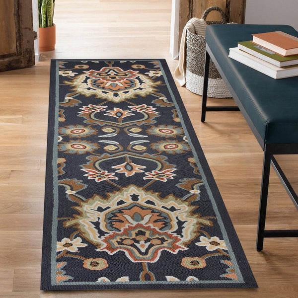 Trans Ocean Liora Manne Capri Petra Indoor/Outdoor Area Rug – Durable, Handmade, Traditional Persian Design Decor Navy Polyester,Acrylic Capr5175733