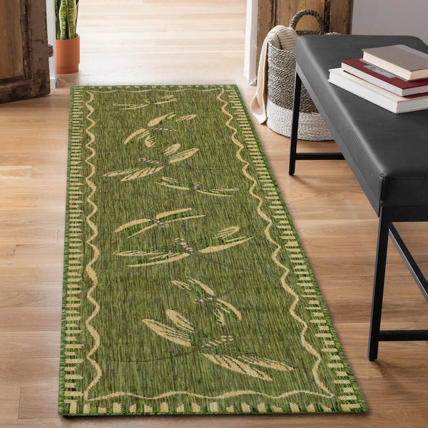 Trans Ocean Liora Manne Carmel Dragonfly Indoor/Outdoor Area Rug – Vibrant Nature Design For Stylish Spaces Green Polypropylene,Polyester Crer8844006