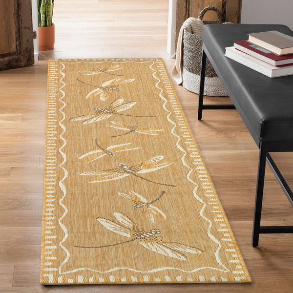 Trans Ocean Liora Manne Carmel Dragonfly Indoor/Outdoor Area Rug – Vibrant Nature Design For Stylish Spaces Beige Polypropylene,Polyester Crer5844022